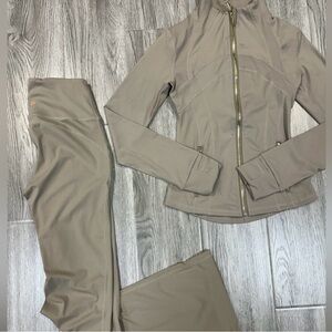 Lululemon Define Jacket & Leggings Set Taupe Tan Matching Activewear